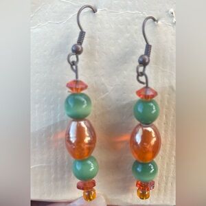 Green & Orange Dangle.Earrings